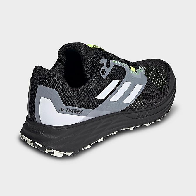 Left view of Men's adidas Terrex Two Flow Trail Running Shoes in Black/Crystal White/Solar Yellow Click to zoom
