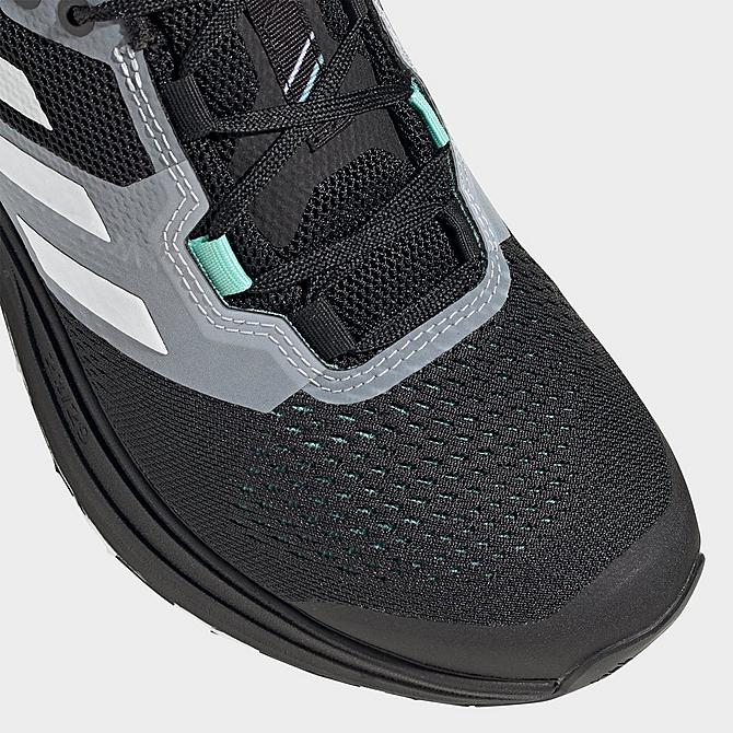 Front view of Women's adidas Terrex Two Flow Trail Running Shoes in Black/Crystal White/Clear Mint Click to zoom