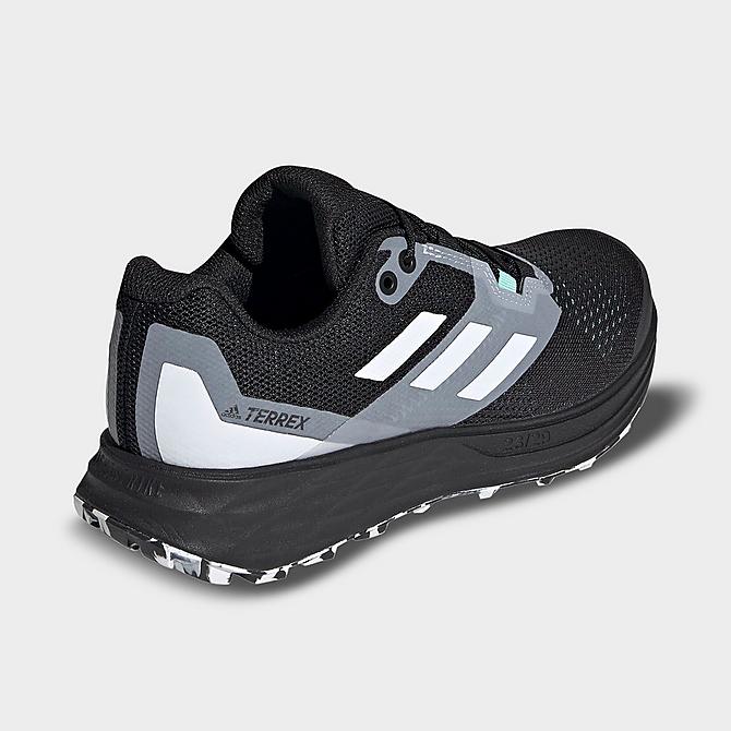 Left view of Women's adidas Terrex Two Flow Trail Running Shoes in Black/Crystal White/Clear Mint Click to zoom