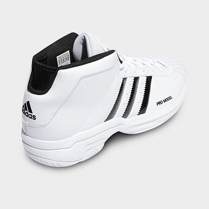 Left view of Men's adidas Pro Model 2G Basketball Shoes in White/Black/White Click to zoom
