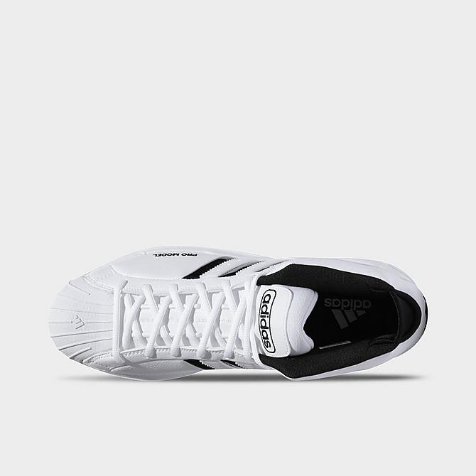Back view of Men's adidas Pro Model 2G Basketball Shoes in White/Black/White Click to zoom