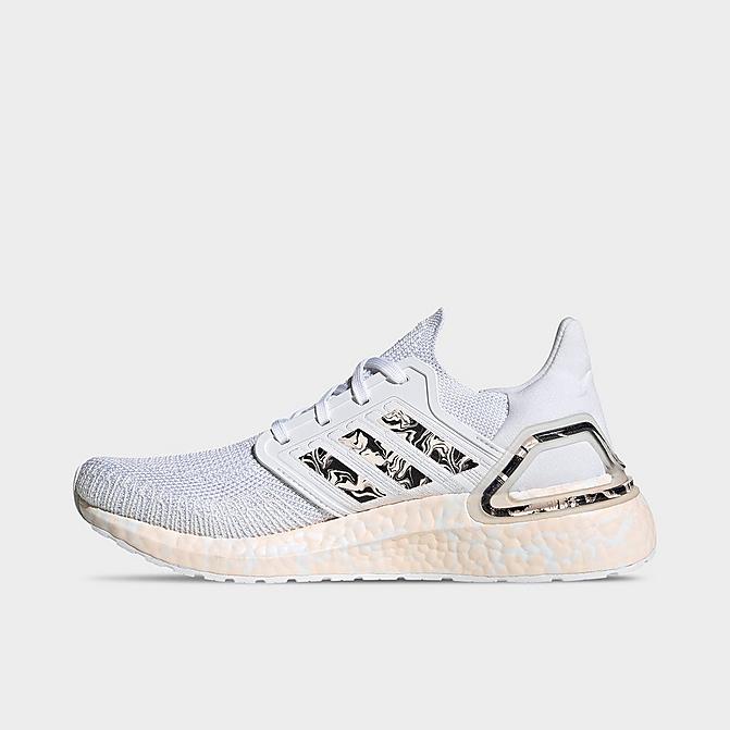 Right view of Women's adidas UltraBOOST 20 Running Shoes in Cloud White/Pink Tint/Core Black Click to zoom
