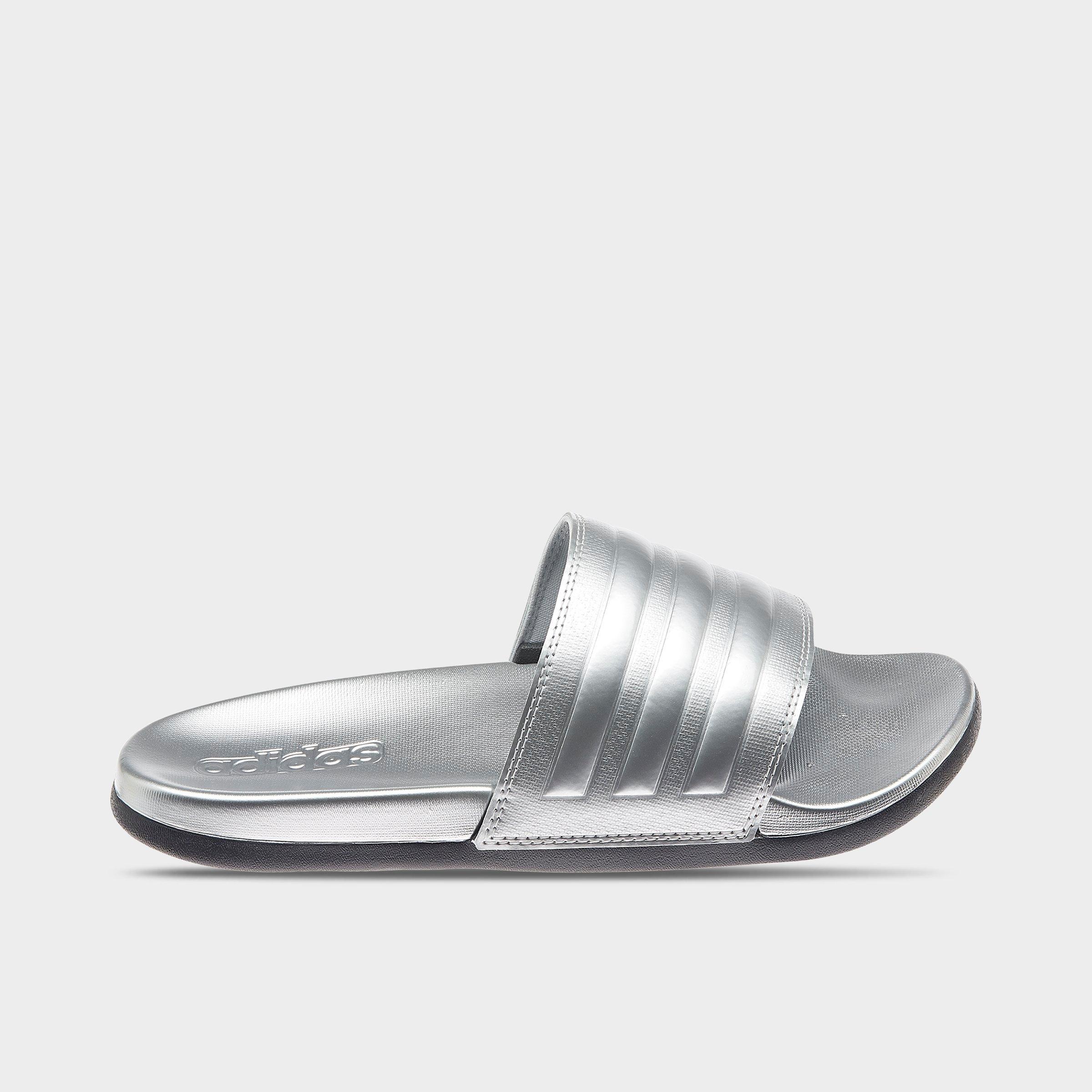 adilette comfort slides silver metallic
