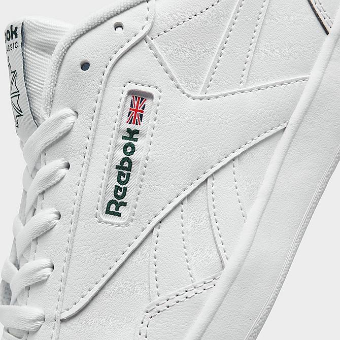 Front view of Men's Reebok Club MEMT Casual Shoes (Extra Wide Width 4E) in White/White/Clover Green Click to zoom