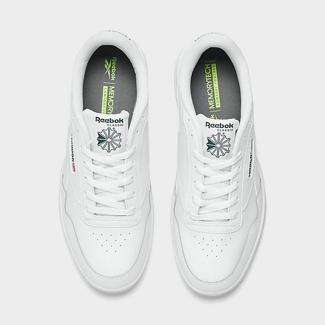 Back view of Men's Reebok Club MEMT Casual Shoes (Extra Wide Width 4E) in White/White/Clover Green Click to zoom