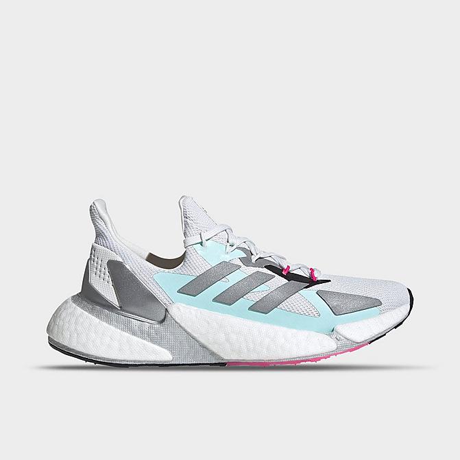 Right view of Women's adidas X9000L4 BOOST Running Shoes in Crystal White/Silver Metallic/Core Black Click to zoom