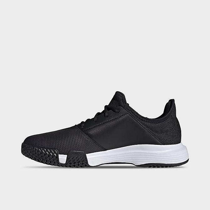 Front view of Men's adidas GameCourt Tennis Shoes in Black/Black/White Click to zoom