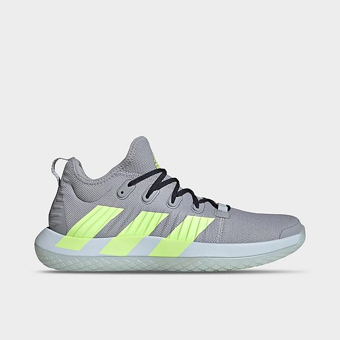 Right view of Men's adidas Stabil Next Gen Primeknit Handball Shoes in Halo Silver/Yellow/Ink Click to zoom