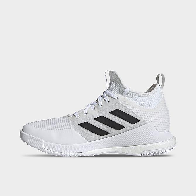Front view of Women's adidas Crazyflight Mid Volleyball Shoes in White/Black/Silver Metallic Click to zoom