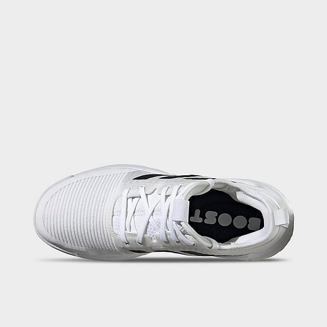 Back view of Women's adidas Crazyflight Mid Volleyball Shoes in White/Black/Silver Metallic Click to zoom