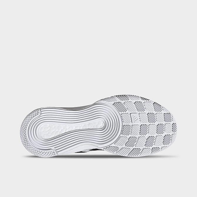 Bottom view of Women's adidas Crazyflight Mid Volleyball Shoes in White/Black/Silver Metallic Click to zoom