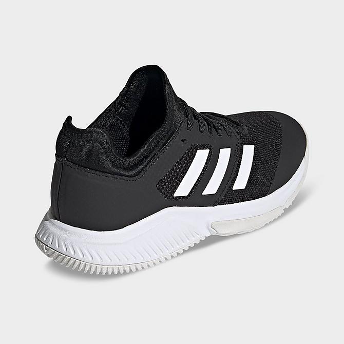 Left view of Women's adidas Court Team Bounce Volleyball Shoes in Black/White/Silver Metallic Click to zoom