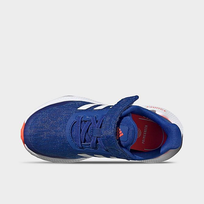 Back view of Boys' Little Kids' adidas EQ21 Run El K Running Shoes in Royal Blue/Cloud White/Solar Red Click to zoom