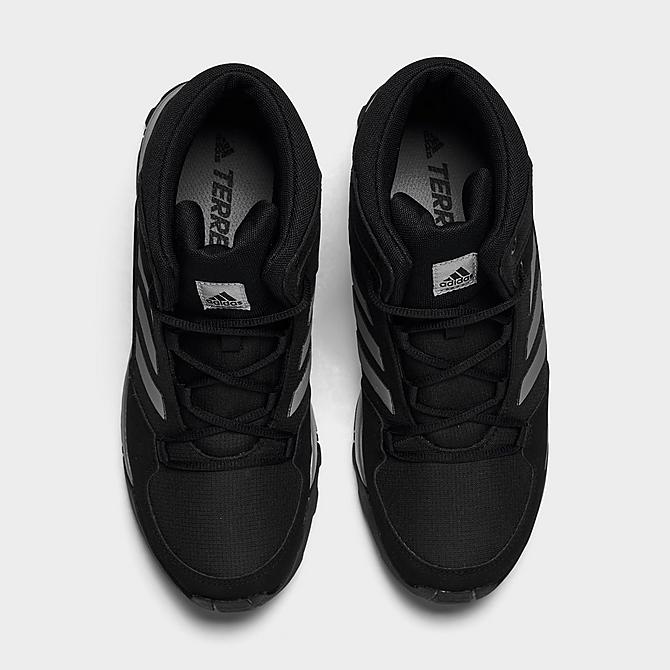 Back view of Big Kids' adidas Terrex Hyperhiker Hiking Shoes in Black/Grey/Black Click to zoom