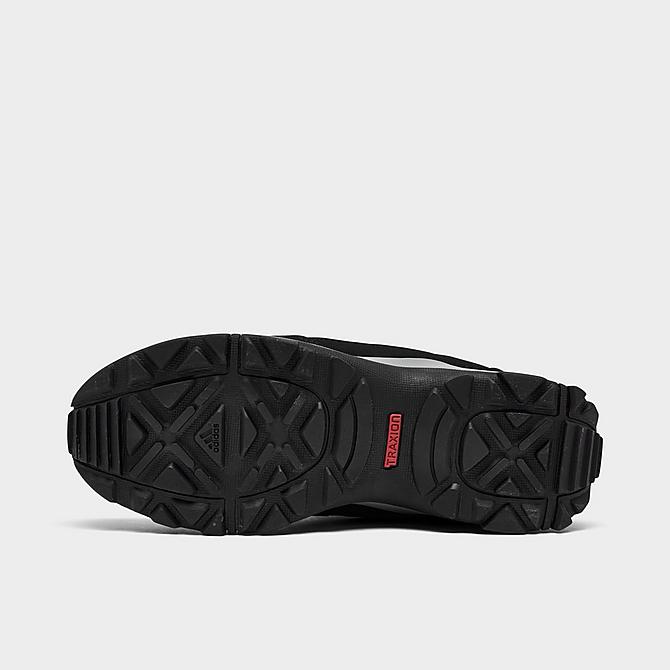 Bottom view of Big Kids' adidas Terrex Hyperhiker Hiking Shoes in Black/Grey/Black Click to zoom