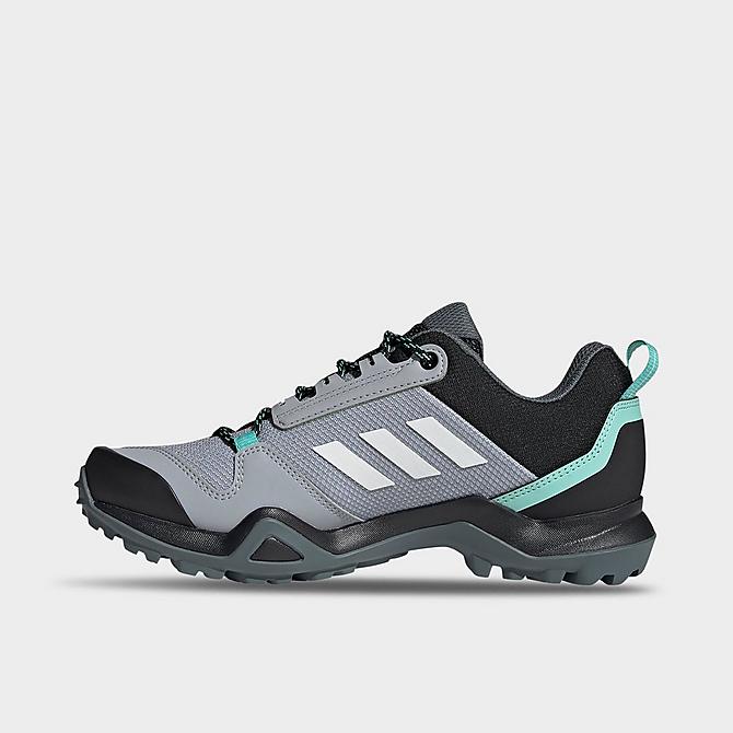 Front view of Women's adidas Terrex AX3 Hiking Shoes in Halo Silver/Crystal White/Acid Mint Click to zoom