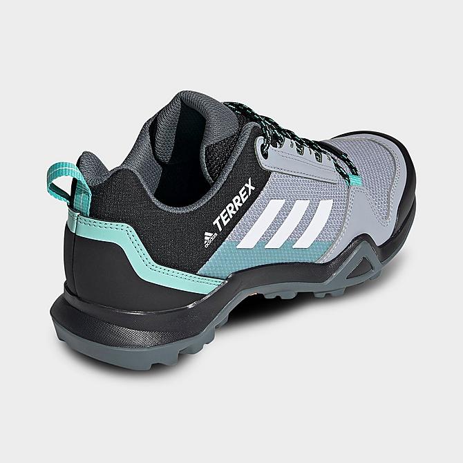 Left view of Women's adidas Terrex AX3 Hiking Shoes in Halo Silver/Crystal White/Acid Mint Click to zoom