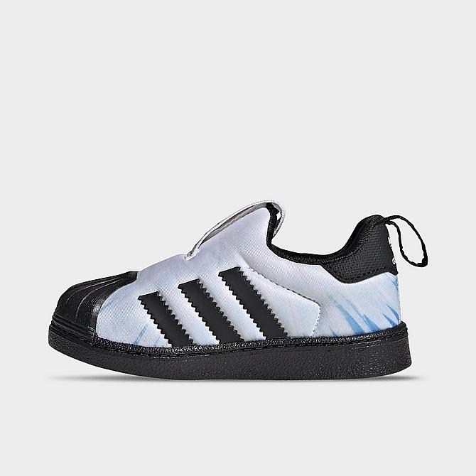 Front view of Kids' Toddler adidas Originals Superstar 360 Slip-On Casual Shoes in White/Black Click to zoom