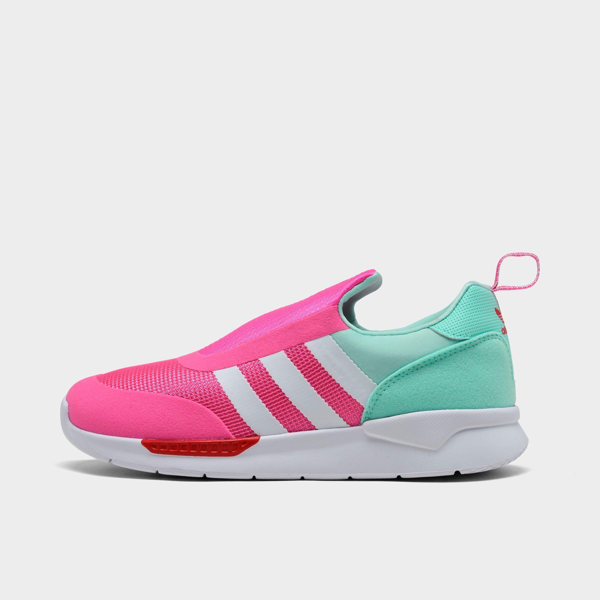 girls pink and white adidas