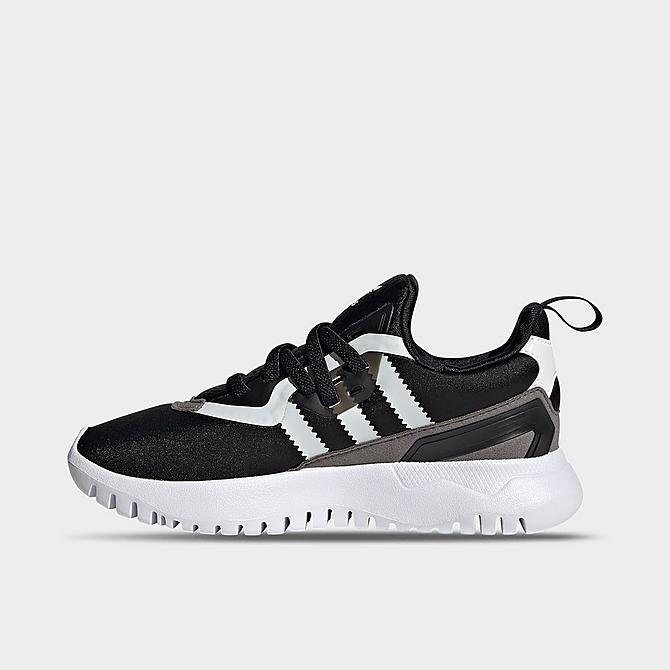 Front view of Little Kids' adidas Originals Flex Casual Shoes in Black/White/Grey Click to zoom