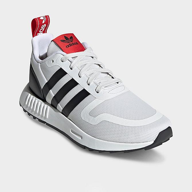 Three Quarter view of Big Kids' adidas Originals Multix Casual Shoes in Crystal White/Black/Scarlet Click to zoom