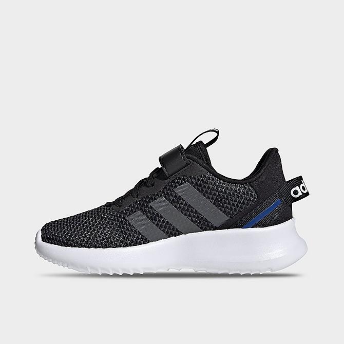 Front view of Boys' Little Kids' adidas Essentials Racer TR 2.0 Casual Shoes in Black/Grey/Team Royal Blue Click to zoom