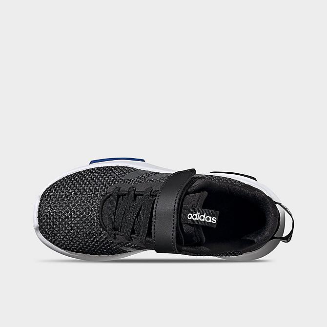 Back view of Boys' Little Kids' adidas Essentials Racer TR 2.0 Casual Shoes in Black/Grey/Team Royal Blue Click to zoom