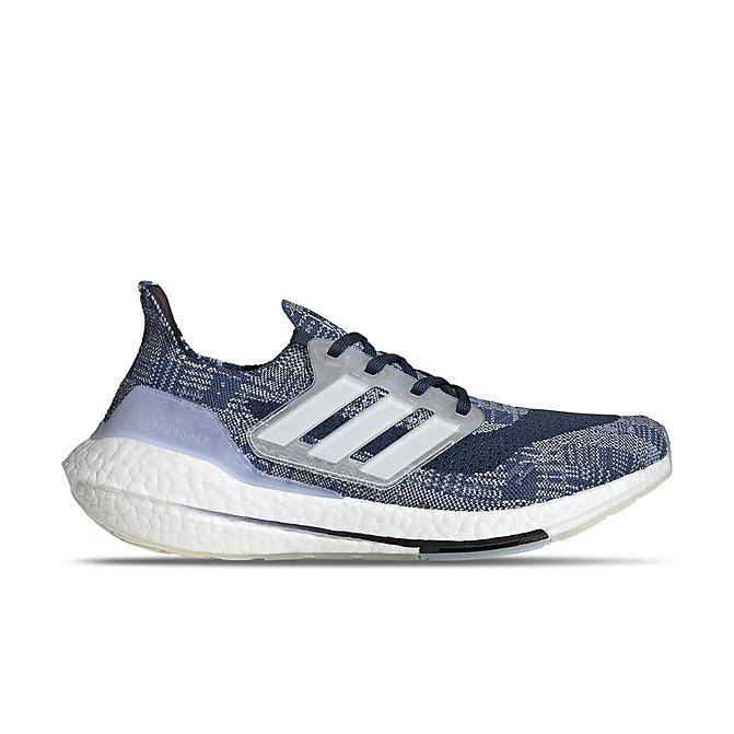 Right view of Men's adidas UltraBOOST 21 Running Shoes in Crew Blue/White/Crew Navy Click to zoom