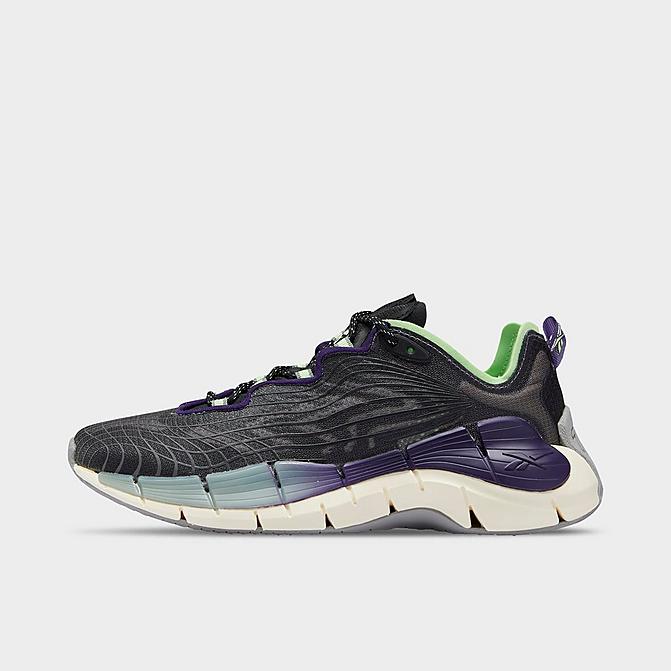 Right view of Women's Reebok Zig Kinetica II Running Shoes in Core Black/Dark Orchid/Neon Mint Click to zoom