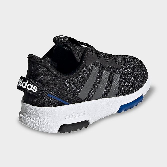 Left view of Kids' Toddler adidas Essentials Racer TR 2.0 Casual Shoes in Black/Grey/Team Royal Blue Click to zoom