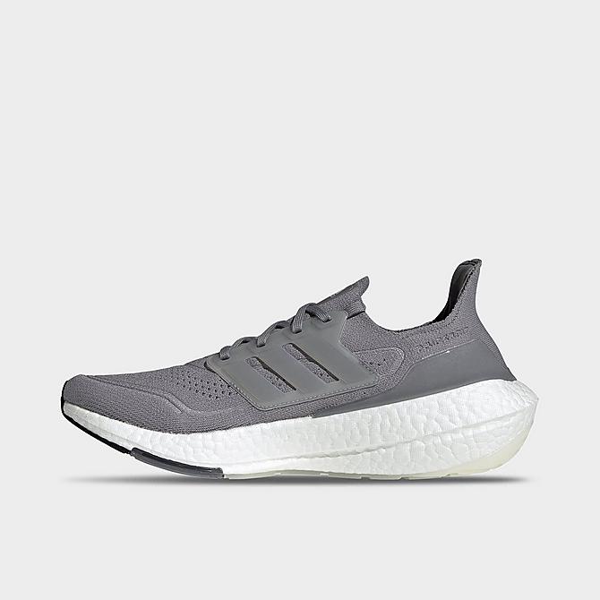 Front view of Men's adidas UltraBOOST 21 Running Shoes in Grey/Grey/Grey Click to zoom