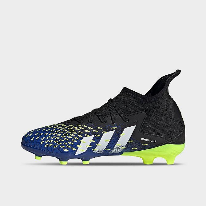 Front view of Big Kids' adidas Predator Freak.3 Firm Ground Soccer Cleats in Black /White/Solar Yellow Click to zoom