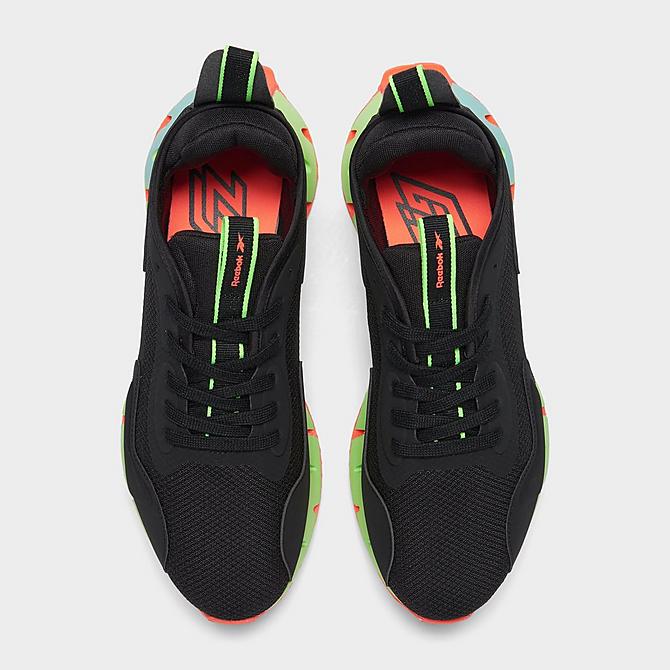 Back view of Men's Reebok Zig Dynamica Running Shoes in Core Black/Neon Mint/Orange Flare Click to zoom