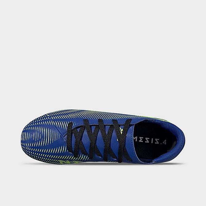 Back view of Big Kids' adidas Nemeziz .4 Flexible Ground Soccer Cleats in Team Royal Blue/Solar Yellow/Footwear White Click to zoom