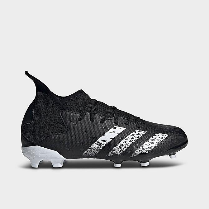 Right view of Big Kids' adidas Predator Freak.3 Firm Ground Soccer Cleats in Black/White/Black Click to zoom