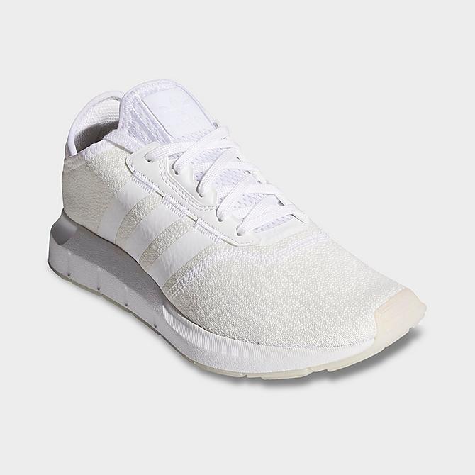Three Quarter view of Women's adidas Originals Swift Run X Casual Shoes in Footwear White/Footwear White Click to zoom