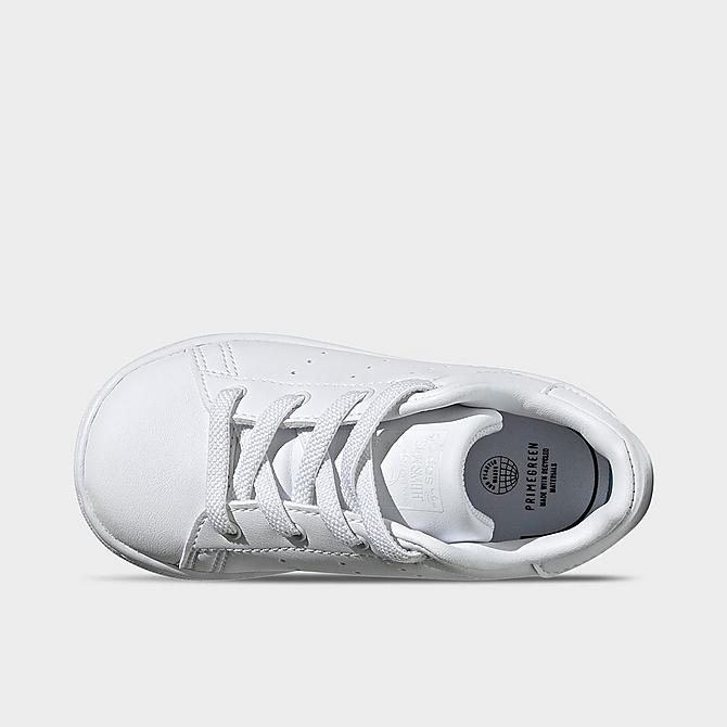 Back view of Kids' Toddler adidas Originals Stan Smith Casual Shoes in White/White/White Click to zoom