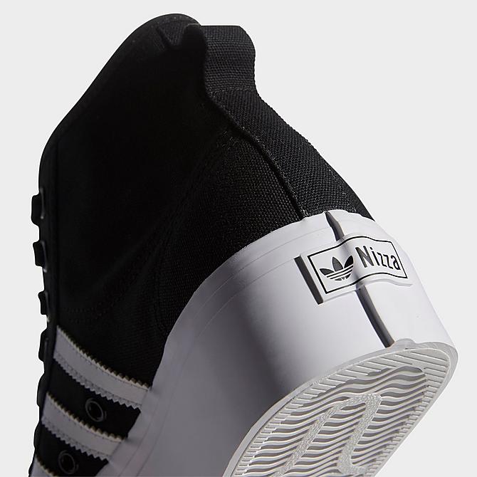 Front view of Women's adidas Originals Nizza Platform Mid Casual Shoes in Core Black/White Click to zoom