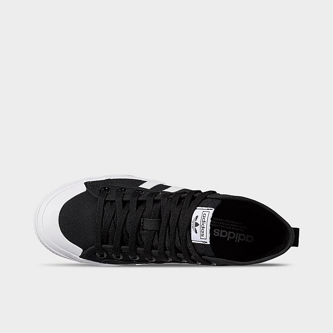 Back view of Women's adidas Originals Nizza Platform Mid Casual Shoes in Core Black/White Click to zoom