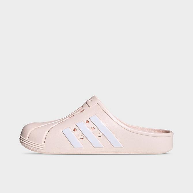 Front view of Men's adidas Adilette Clog Shoes in Pink Tint/Cloud White/Pink Tint Click to zoom