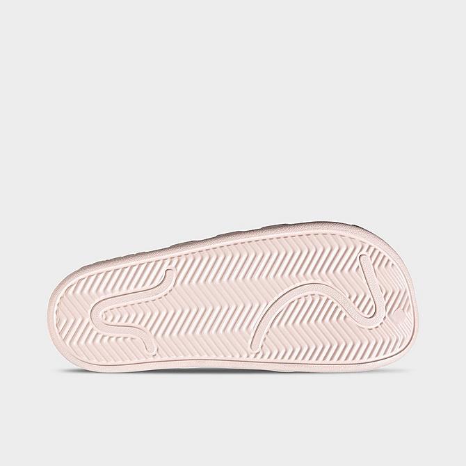 Bottom view of Men's adidas Adilette Clog Shoes in Pink Tint/Cloud White/Pink Tint Click to zoom