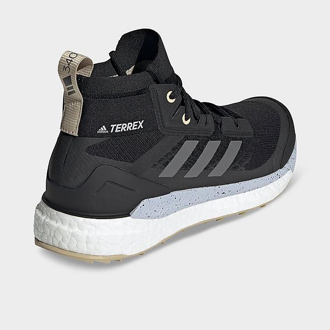 Left view of Women's adidas Terrex Free Hiker Primeblue Hiking Shoes in Black/Grey/Savannah Click to zoom
