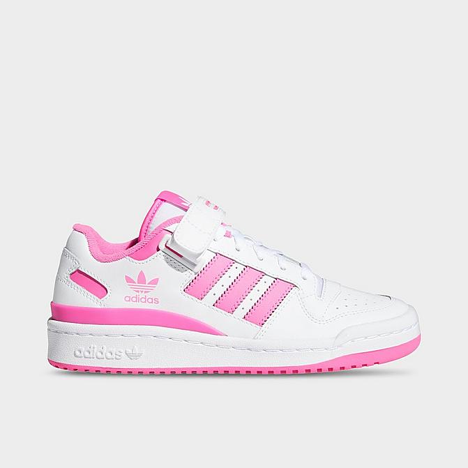Right view of Girls' Big Kids' adidas Originals Forum Low Casual Shoes in Cloud White/Screaming Pink/Cloud White Click to zoom
