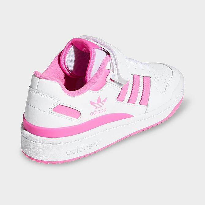 Left view of Girls' Big Kids' adidas Originals Forum Low Casual Shoes in Cloud White/Screaming Pink/Cloud White Click to zoom