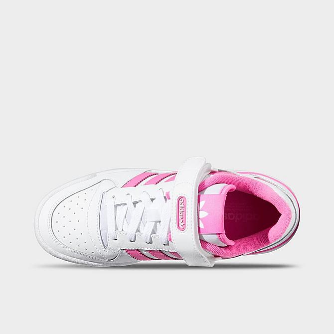 Back view of Girls' Big Kids' adidas Originals Forum Low Casual Shoes in Cloud White/Screaming Pink/Cloud White Click to zoom
