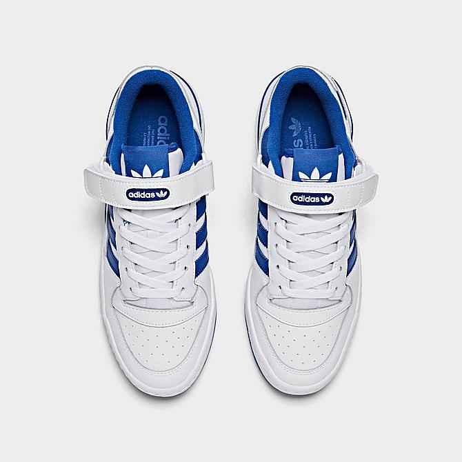 Back view of Big Kids' adidas Originals Forum Low Casual Shoes in Cloud White/Royal Blue/Cloud White Click to zoom