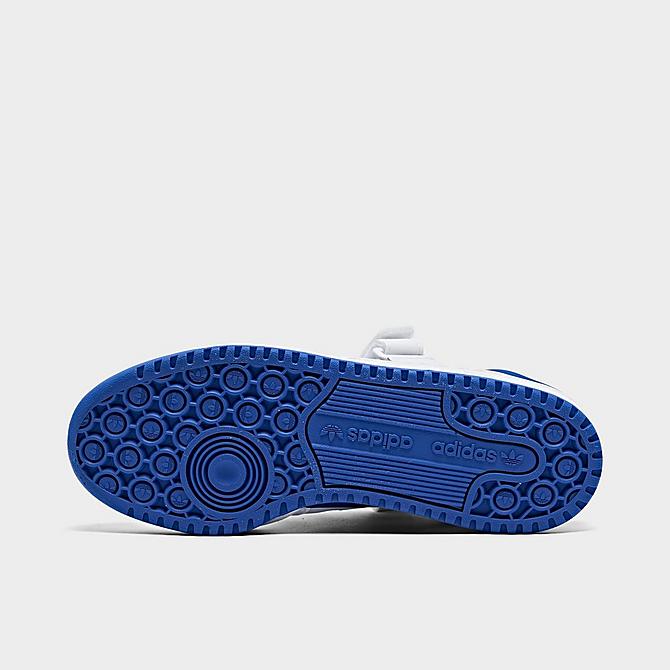 Bottom view of Big Kids' adidas Originals Forum Low Casual Shoes in Cloud White/Royal Blue/Cloud White Click to zoom