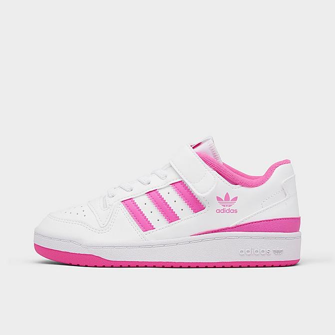 Right view of Girls' Little Kids' adidas Originals Forum Low Casual Shoes in Cloud White/Screaming Pink/Cloud White Click to zoom