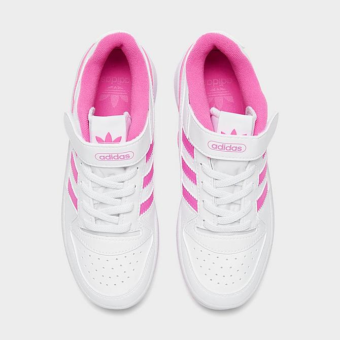 Back view of Girls' Little Kids' adidas Originals Forum Low Casual Shoes in Cloud White/Screaming Pink/Cloud White Click to zoom