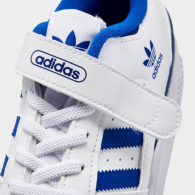 Front view of Little Kids' adidas Originals Forum Low Casual Shoes in Cloud White/Royal Blue/Cloud White Click to zoom